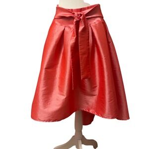 Touch Me Coral Pink High Low Skirt Pleated Tie Waist A-Line Formal Party Sz M